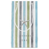 素朴航海の水ストライプ感謝してい線 スモールペーパーバッグ (正面)