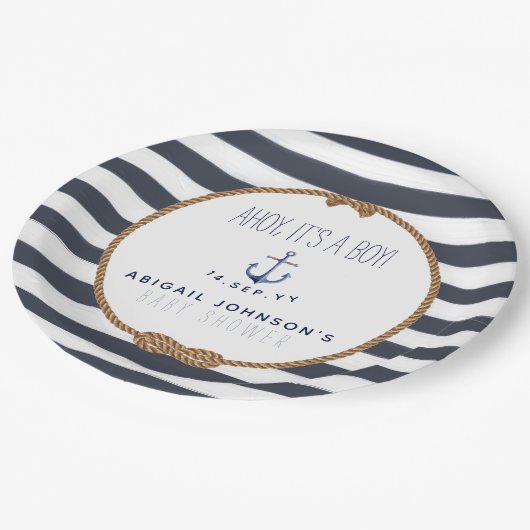 素朴航海の男の子のシャワー海軍 ペーパープレート (アングル)