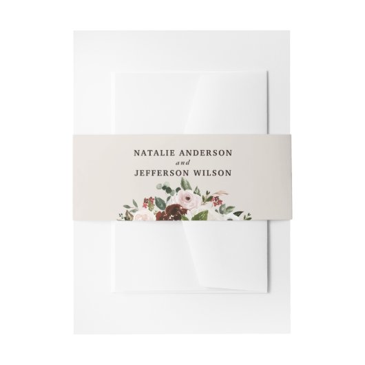 素朴色フローラ結婚 招待状ベリーバンド (正面例)