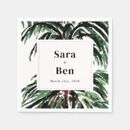 素朴色彩の鮮やかPalm Treesビーチ結婚式 スタンダードカクテルナプキン