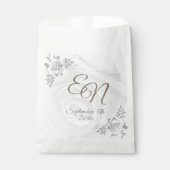 素朴花のモノグラム白い結婚バラ フェイバーバッグ (正面)