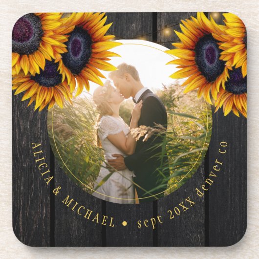 素朴花カスタム写真結婚式の引き出物 コースター (正面)