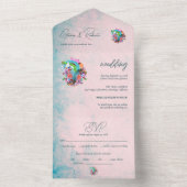 素朴花ハートメ結婚キシカン オールインワン招待状 (内側)