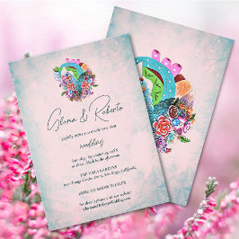 素朴花ハートメ結婚キシカン 招待状