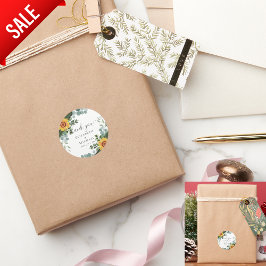 素朴花ユーカリ葉ス結婚ズ ラウンドシール