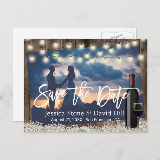 素朴花ワイ結婚ンの写真保存 案内ポストカード (正面/裏面)