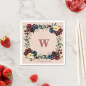 素朴花模様カスタムモノグラム スタンダードカクテルナプキン (インサイチュ)