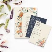 素朴花模様ダブルアーチアイボリー結婚ズ 招待状