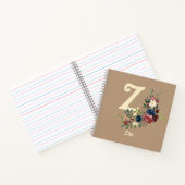 素朴花模様モノグラムイニシャルカスタム ノートブック (内部)