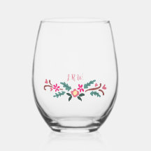 素朴花模様付きイニシャル