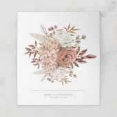 素朴花模様名ブラウン文字結婚日 プレイスカード (外部開封)