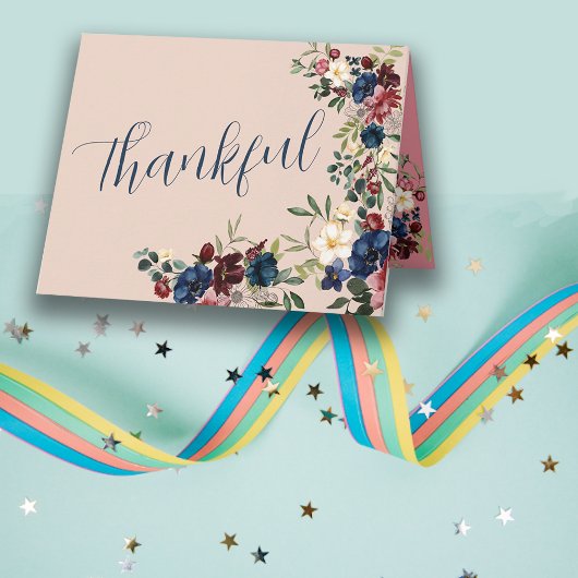 素朴花模様感謝祭のメッセーカスタムジ カード