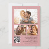 素朴花模様3 Photos QR Code Burgundy 結婚's 招待状 (裏面)