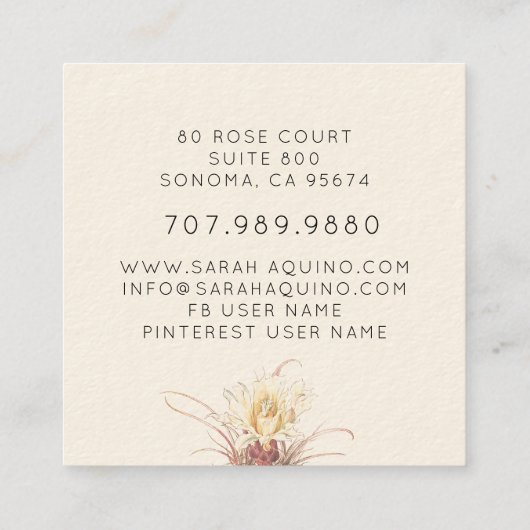 素朴花樽サボクリームガーデナー スクエア名刺 (裏面)