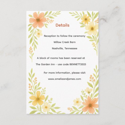 素朴花結婚の エンクロージャーカード (正面)