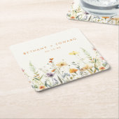 素朴花結婚の スクエアペーパーコースター (アングル)