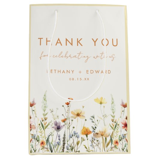 素朴花結婚の ミディアムペーパーバッグ (正面)