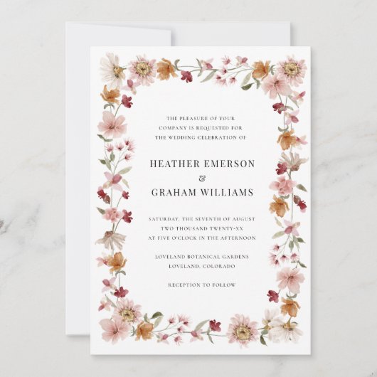 素朴花結婚の 招待状 (正面)