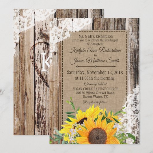 素朴花結婚の 招待状 (正面/裏面)