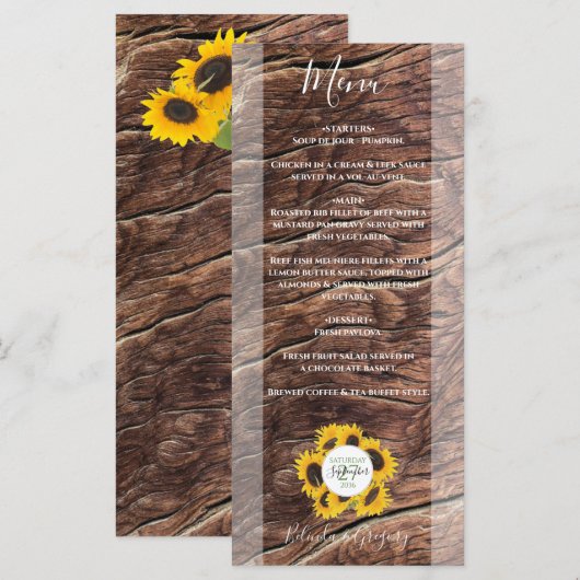 素朴花結婚病 メニュー (正面/裏面)