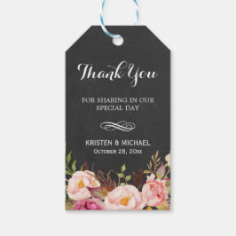 素朴花Chalkboard Decor結婚's Thank You ギフトタグ