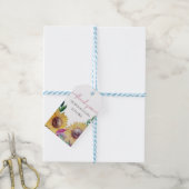 素朴芸術的ひまわり水彩画 ギフトタグ (より糸付き)