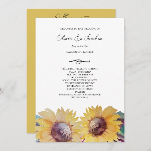 素朴芸術的ひまわり水彩画 プログラム (正面/裏面)