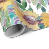素朴芸術的ひまわり水彩画 ラッピングペーパー (ロールコーナー)