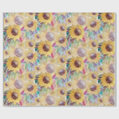 素朴芸術的ひまわり水彩画 ラッピングペーパー (フラット)