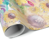 素朴芸術的ひまわり水彩画 ラッピングペーパー (ロールコーナー)