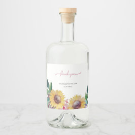 素朴芸術的ひまわり水彩画 リキュールボトルラベル