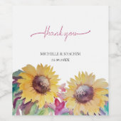 素朴芸術的ひまわり水彩画 ワインラベル (シングルラベル)