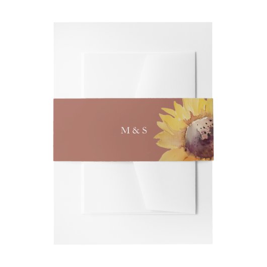 素朴芸術的ひまわり水彩画 招待状ベリーバンド (正面例)