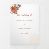 素朴茶カスタマイズ結婚花 三つ折り招待状 (カバー)