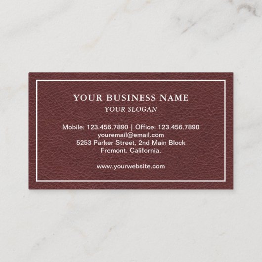 素朴茶フェイク皮革馬蹄形ファリアー 名刺 (裏面)