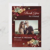 素朴茶結婚花サンキューカード サンキューカード (正面)