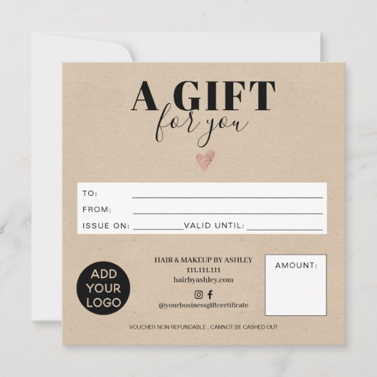 素朴茶色いかだスクエアのギフト券ロゴ (正面)