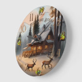 素朴茶色と灰色の水色ログホーム ラージ壁時計 (傾斜)