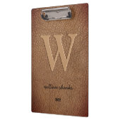 素朴茶色のレザーモノグラムスタイリッシュのスクリプト名 クリップボード (左)