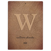 素朴茶色のレザーモノグラムスタイリッシュのスクリプト名 クリップボード (裏面)
