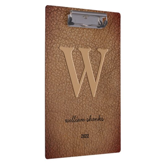 素朴茶色のレザーモノグラムスタイリッシュのスクリプト名 クリップボード (右)