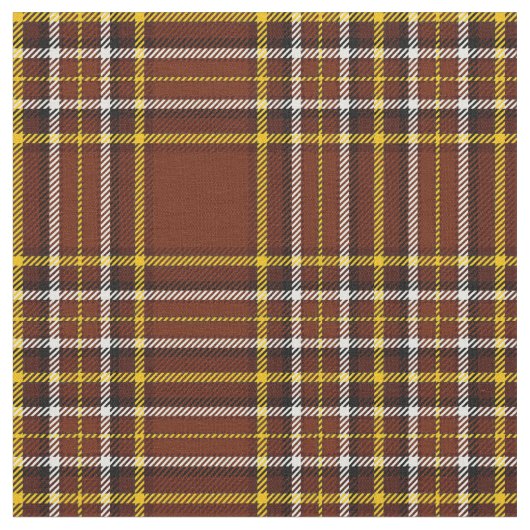 素朴茶色の格子縞、金ゴールド/白/黒ストライプ色 ファブリック (クローズアップ)