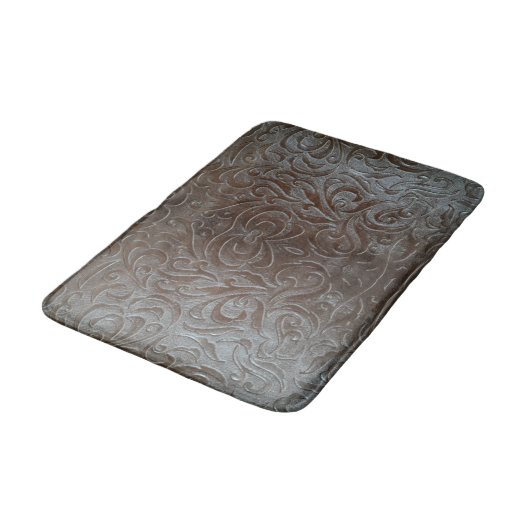 素朴茶色の西の田舎革の模様 バスマット (アングル)