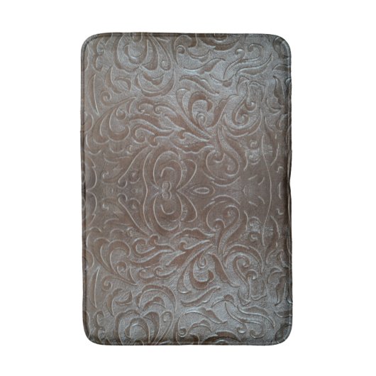 素朴茶色の西の田舎革の模様 バスマット (正面縦)