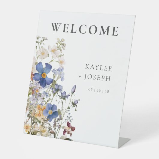 素朴草花パープル結婚ズ 台座サイン (正面)