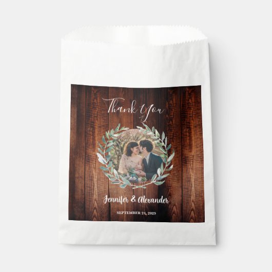 素朴葉バン木材フォト結婚sありがとう フェイバーバッグ (正面)