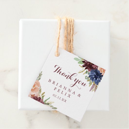 素朴葉フローラ書結婚の金ゴールド フェイバータグ (インサイチュ)