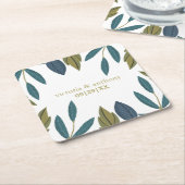 素朴葉フローラ結婚の スクエアペーパーコースター (アングル)