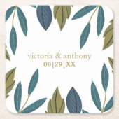 素朴葉フローラ結婚の スクエアペーパーコースター (正面)