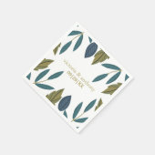 素朴葉フローラ結婚の スタンダードカクテルナプキン (角)